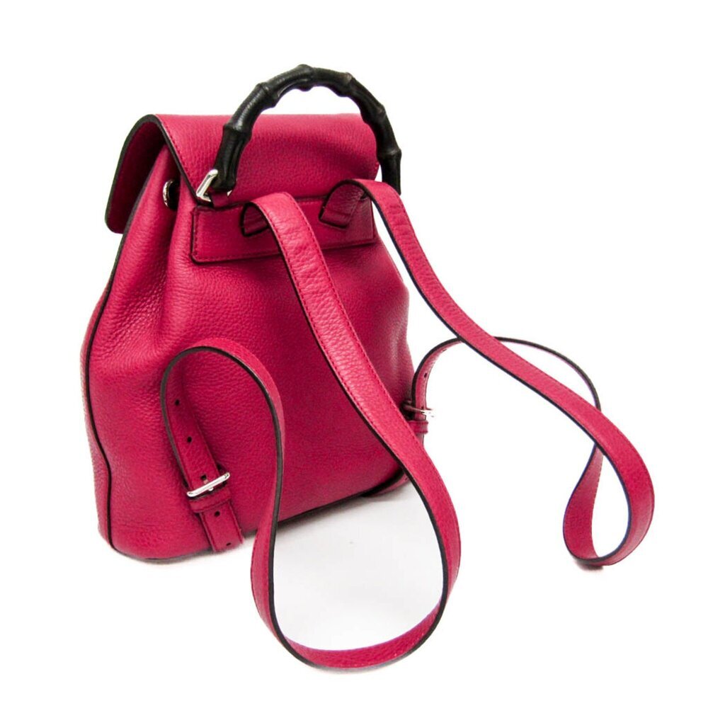 GUCCI Authentic Pink Leather Bamboo Backpack - Picture 2 of 16